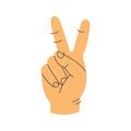 Victory or peace sign, logo or icon. Human hand showing two fingers up Royalty Free Stock Photo
